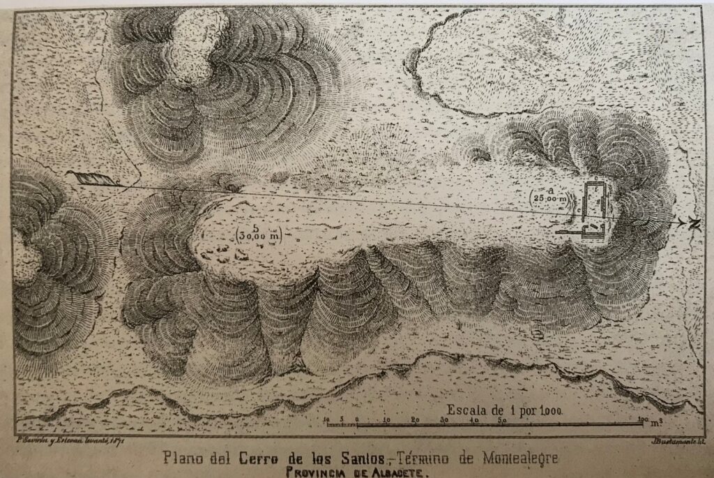 Antiguo plano de la ubicación del Cerro de los Santos 