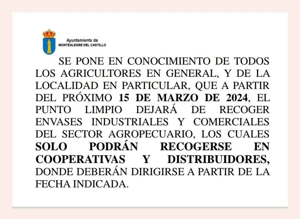 envases industriales y comerciales del sector agropecuario