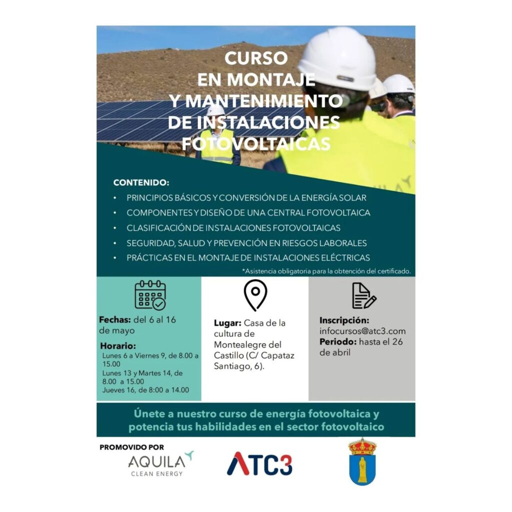 CURSO EN MONTAJE Y MANTENIMIENTO DE INSTALACIONES FOTOVOLTAICAS